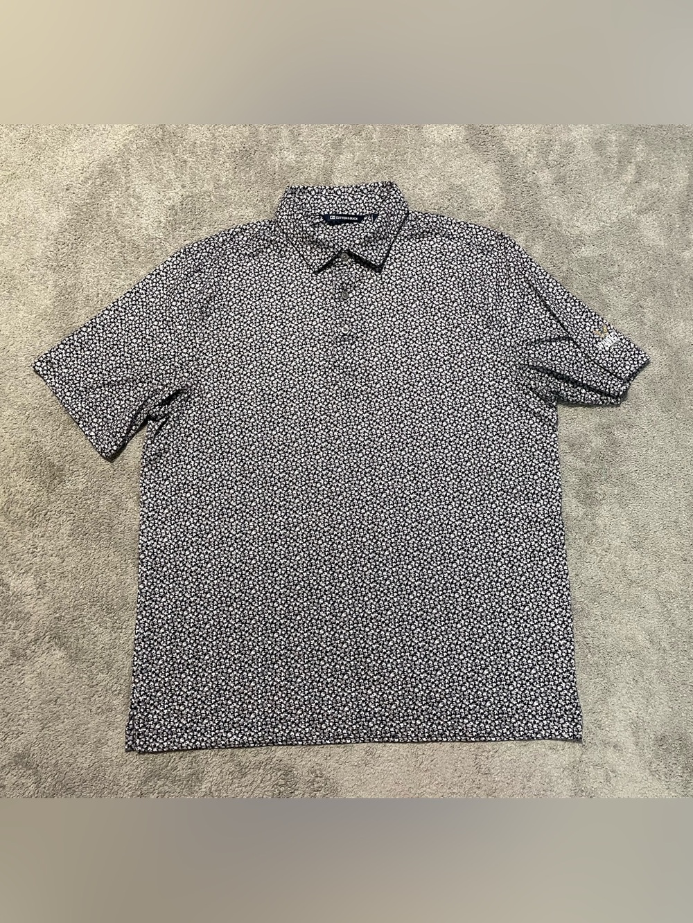 Cutter & Buck Whiskey Creek Polo Shirt Mens L Black White Performance Golf